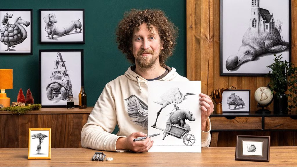 نقاشی سورئالیستی با فاین‌لاینر