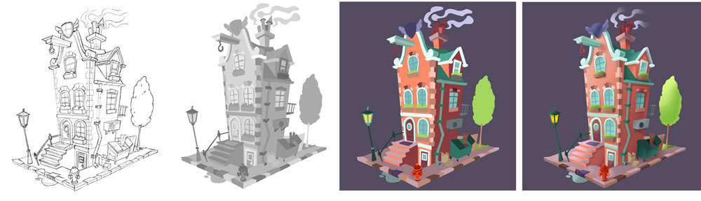 رنگآمیزی دیجیتال خانه ( از اسکچ تا طرح نهایی )