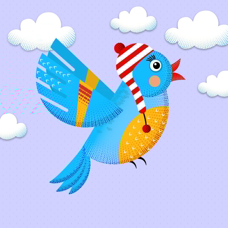 آموزش ایلاستریتور پرنده‌ی رنگارنگ