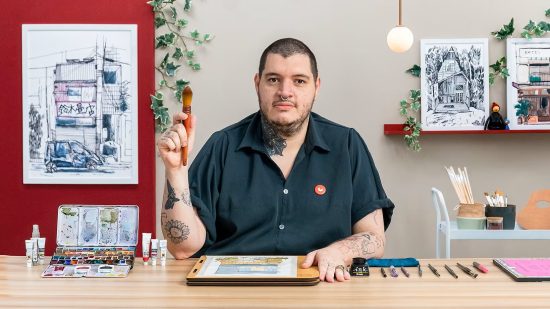 تصویرسازی صحنه‌های دوست‌داشتنی با آبرنگ و جوهر