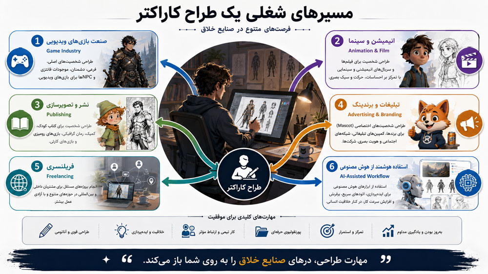 مسیرهای شغلی برای طراحان کاراکتر
