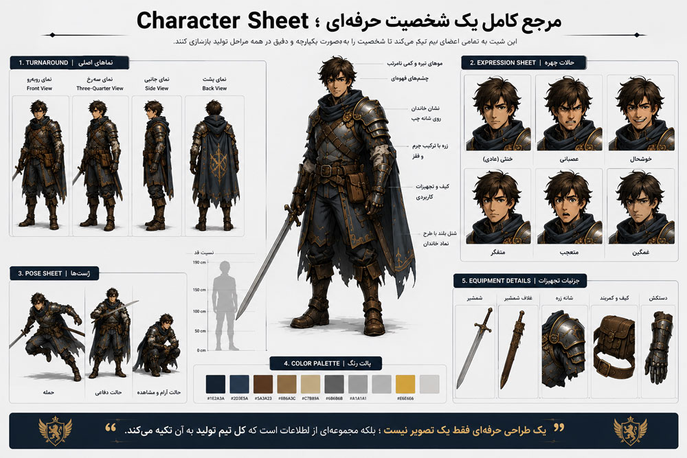 ساخت Character Sheet و Turnaround؛ آمادهسازی شخصیت برای تولید